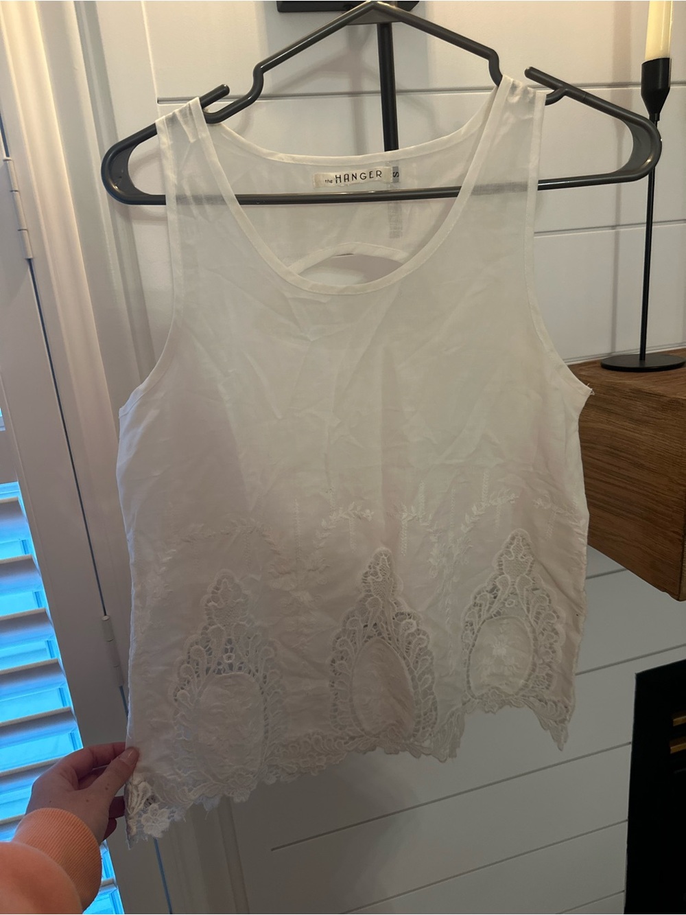 The Hanger White Lace-Trim Camisole